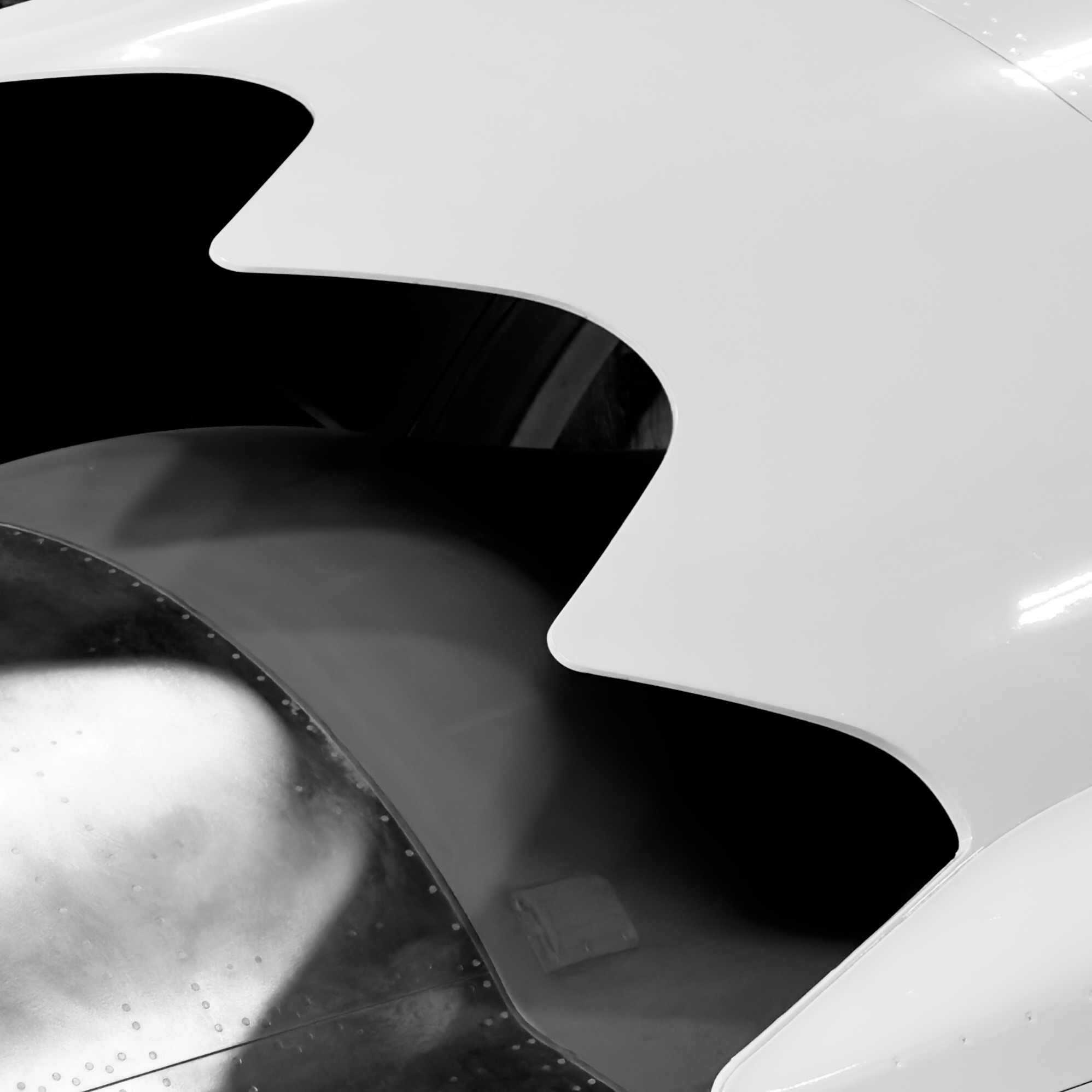 Jagged cutout view of an aircraft panel